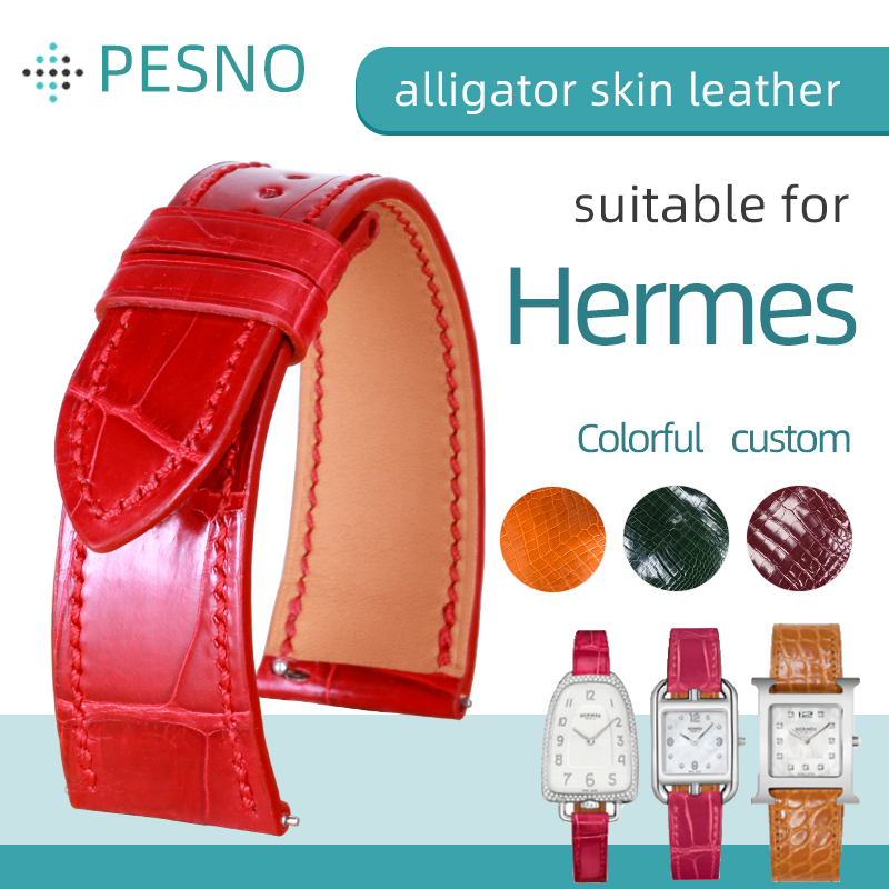 Luxury Watch Hermes - PESNO สีสันสวยงามหนังจระเข้ Customizd สายนาฬิกาข้อมือนาฬิกาข้อมือผู้หญิงสายรัดเหมาะสำหรับ Hermes-H ชั่วโมง
