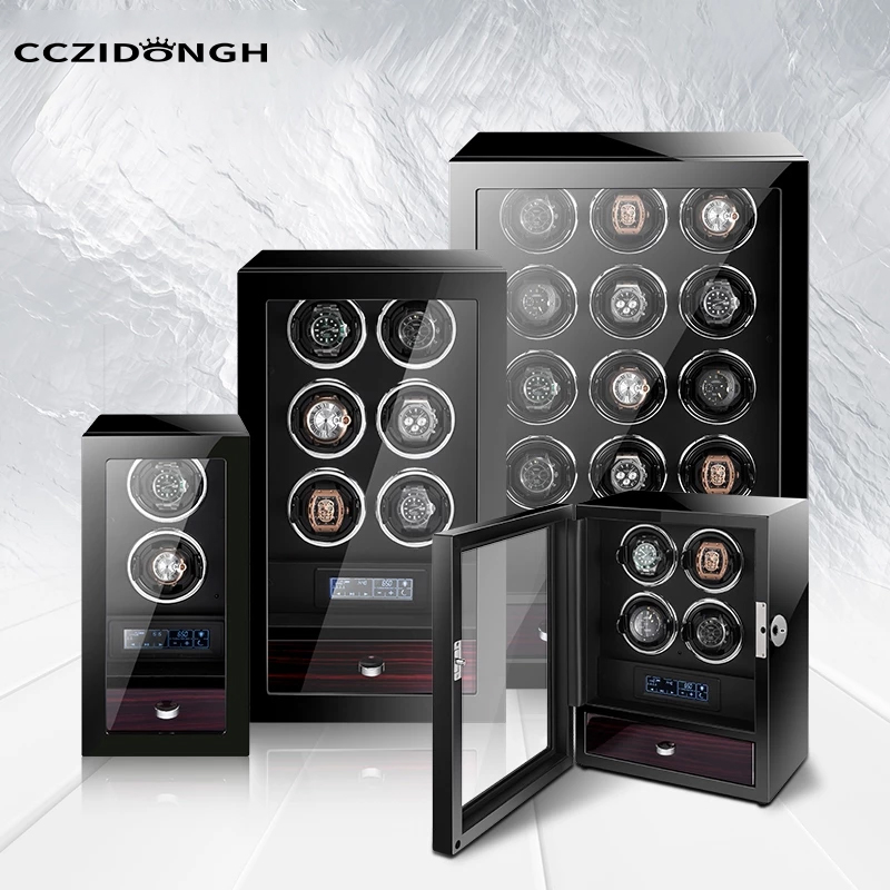 Luxury Watch Winder Box - กล่องเก็บนาฬิกาสุดหรู - เครื่องหมุนนาฬิกาอัตโนมัติพร้อมระบบล็อค เหมาะสำหรับนักสะสมนาฬิกาและกล่องนาฬิกาสำหรับเป็นของขวัญสำหรับผู้ชาย