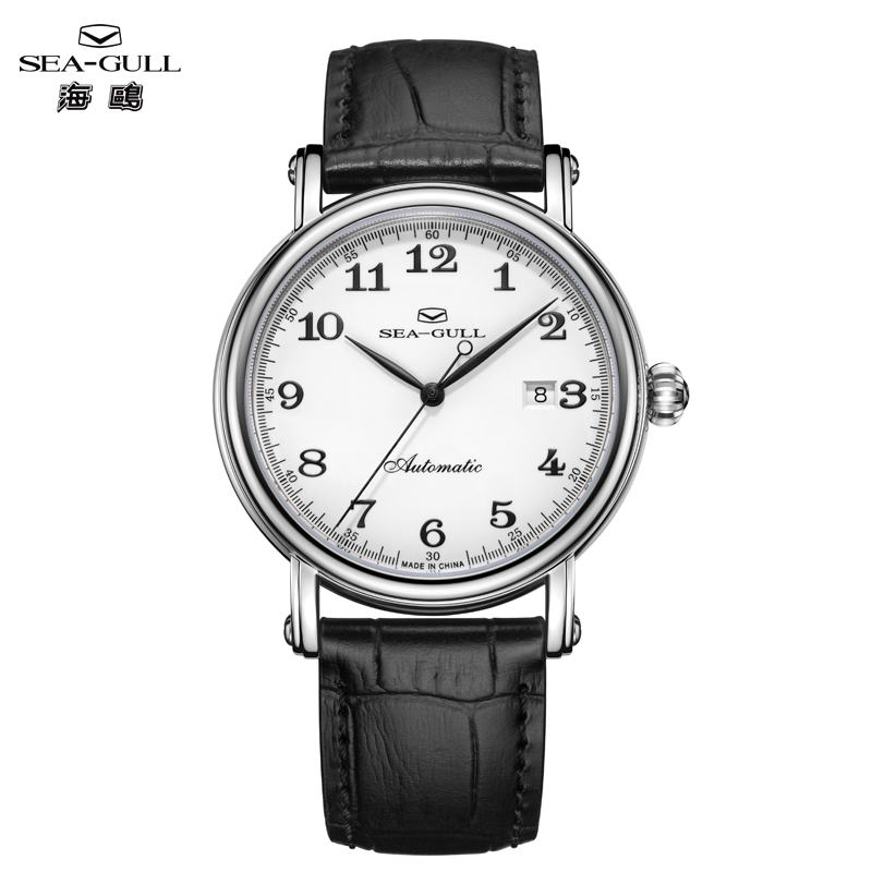 Guilloché Dial Watch - ซีกัล เม็นนาฬิกาจักรกลอัตโนมัติธุรกิจเดรสวอทช์ 40 มม.สายหนังนาฬิกาแซฟไฟร์ปฏิทินนาฬิกาประจำวัน 1054 ใหม่