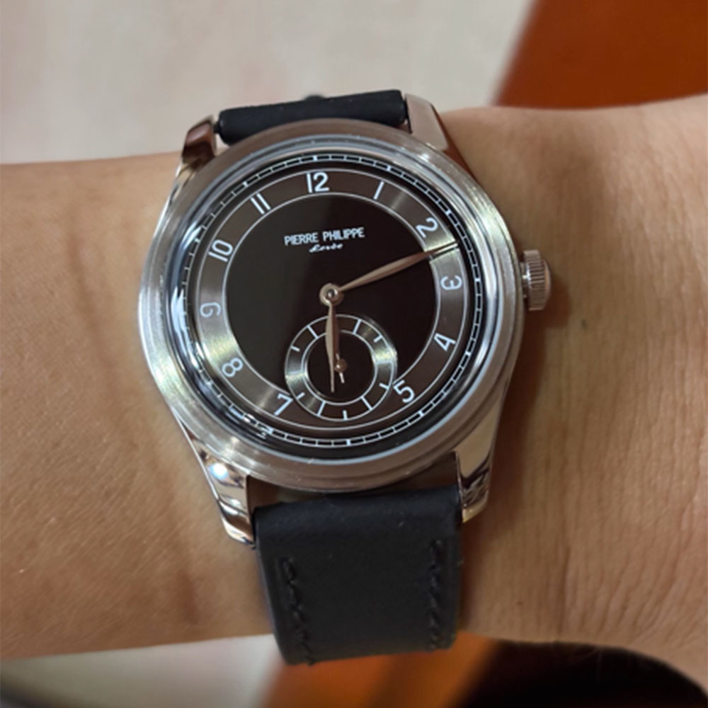 Guilloché Dial Watch - ผู้ชายระดับไฮเอนด์ 38 มม.นาฬิกาสีดำเคลือบหน้าปัด ST17 นาฬิกากลไกแบบแมนนวลหนังกันน้ำ