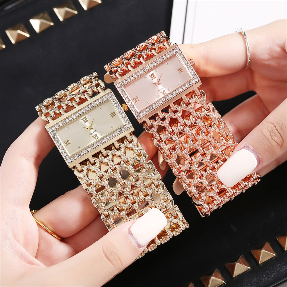 Luxury Watch Events - นาฬิกาควอตซ์ผู้หญิงหรูหรา ดีไซน์ทองคำ สายแบบสเกเลตัน แฟชั่นสำหรับผู้หญิง เหมาะสำหรับใส่กับชุดเดรส