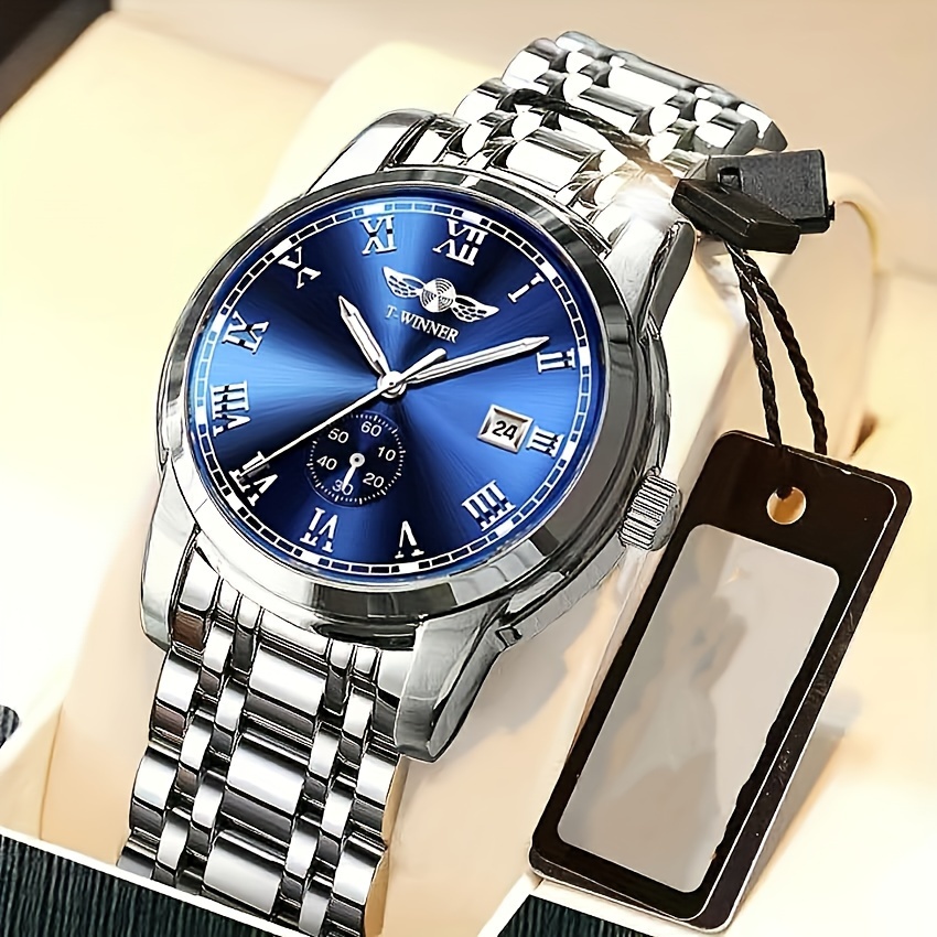 Luxury Watch Values - นาฬิกาจักรกลระดับไฮเอนด์สำหรับผู้ชาย สายเหล็กโครงกระดูก ปฏิทิน สไตล์ธุรกิจทันสมัย ​​นาฬิกาแบรนด์เนมมีสไตล์ คุณค่าทางความสวยงามสูง