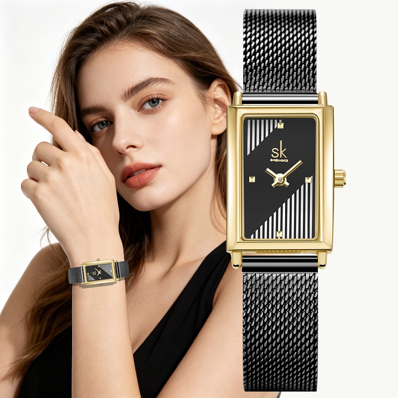 Best Luxury Quartz Watch - Shengke นาฬิกาแฟชั่นสุดหรูสำหรับผู้หญิงนาฬิกาข้อมือควอตซ์สำหรับผู้หญิงนาฬิกาทรงสี่เหลี่ยมผืนผ้าสวยงามของขวัญที่ดีที่สุด