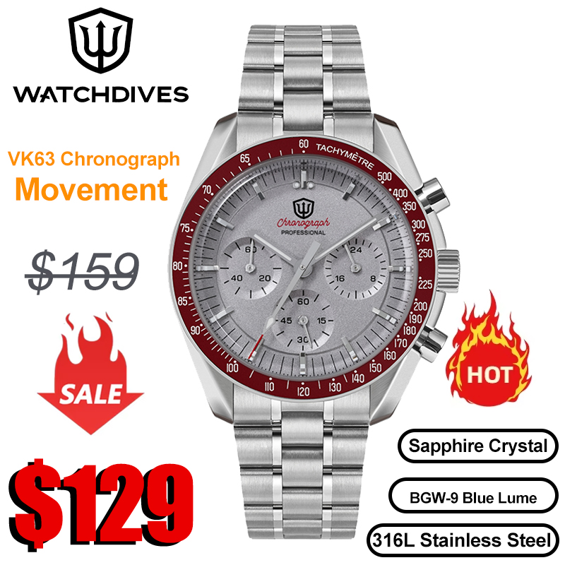 Guilloché Dial Watch - นาฬิกาข้อมือ Watchdives รุ่นใหม่ WD1863 ระบบควอตซ์กลไก พร้อมฟังก์ชั่นโครโนกราฟ