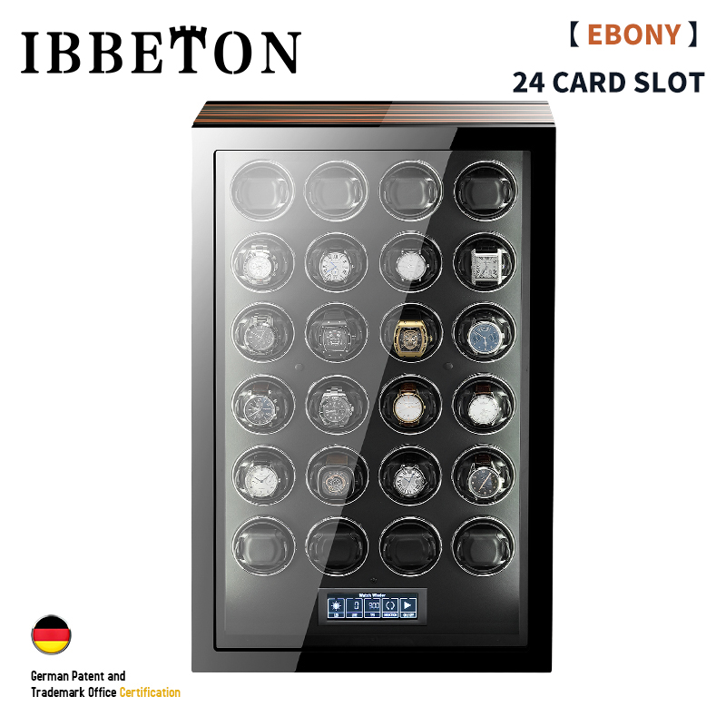 Luxury Watch Winder Box - เครื่องหมุนนาฬิกาอัตโนมัติสุดหรู 24 นาฬิกาพร้อมหน้าจอสัมผัส LCD ของมอเตอร์ Mabuchi