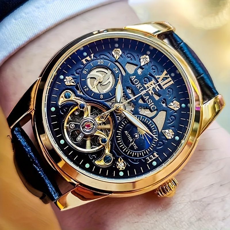 Luxury Watch Values - นาฬิกากลไกอัตโนมัติขนาดใหญ่สำหรับผู้ชาย ประดับเพชร มีคุณค่าทางความสวยงามสูง หรูหราเบาๆ ทันสมัย เหมาะสำหรับธุรกิจและลำลอง