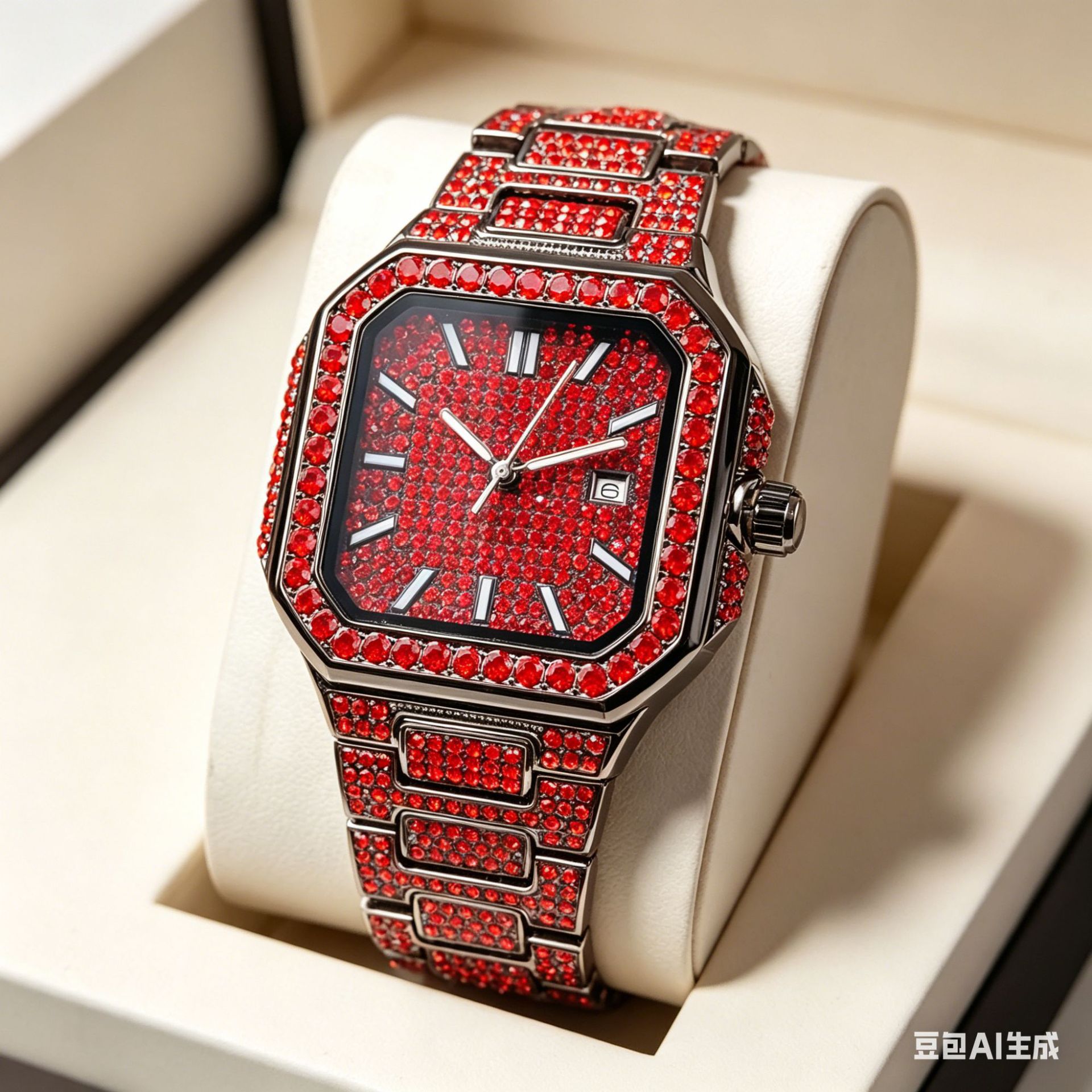 Luxury Watch Iceberg - นาฬิกาควอตซ์ทรงสี่เหลี่ยมหรูหราประดับเพชรสำหรับผู้ชาย แฟชั่นคุณภาพสูง ตัวเรือนเหล็กเกรด AAA ชุบสีสไตล์ฮิปฮอป Reloj