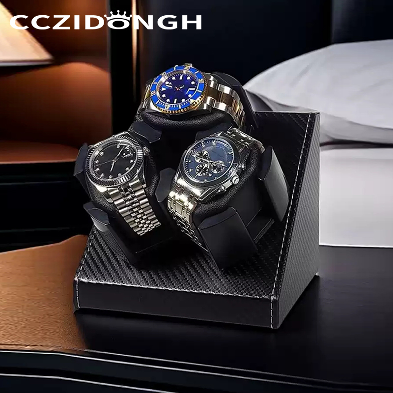 Luxury Watch Winder Box - กล่องเก็บนาฬิกาอัตโนมัติแบบหนัง 3+0 ช่อง พร้อมมอเตอร์เงียบ Wanbao ตู้เก็บนาฬิกา