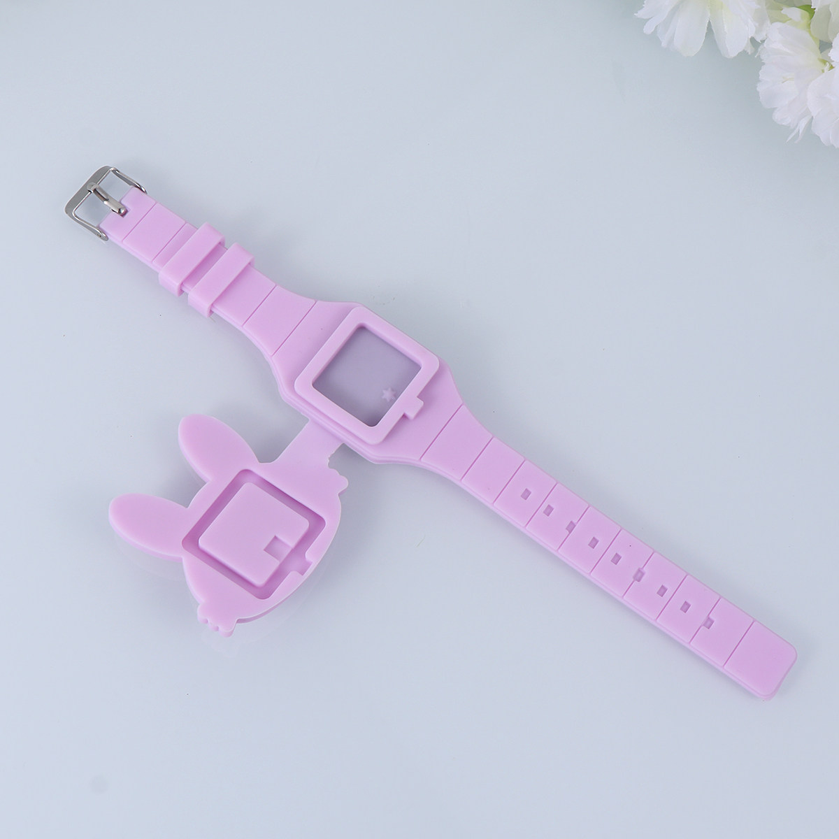 Luxury Watch White - นาฬิกาข้อมือ LED รูปทรงกระต่ายซิลิโคนสีม่วง ของขวัญวันเกิด ของชำร่วยงานปาร์ตี้ เหมาะสำหรับเด็กเล็กและเด็กโต