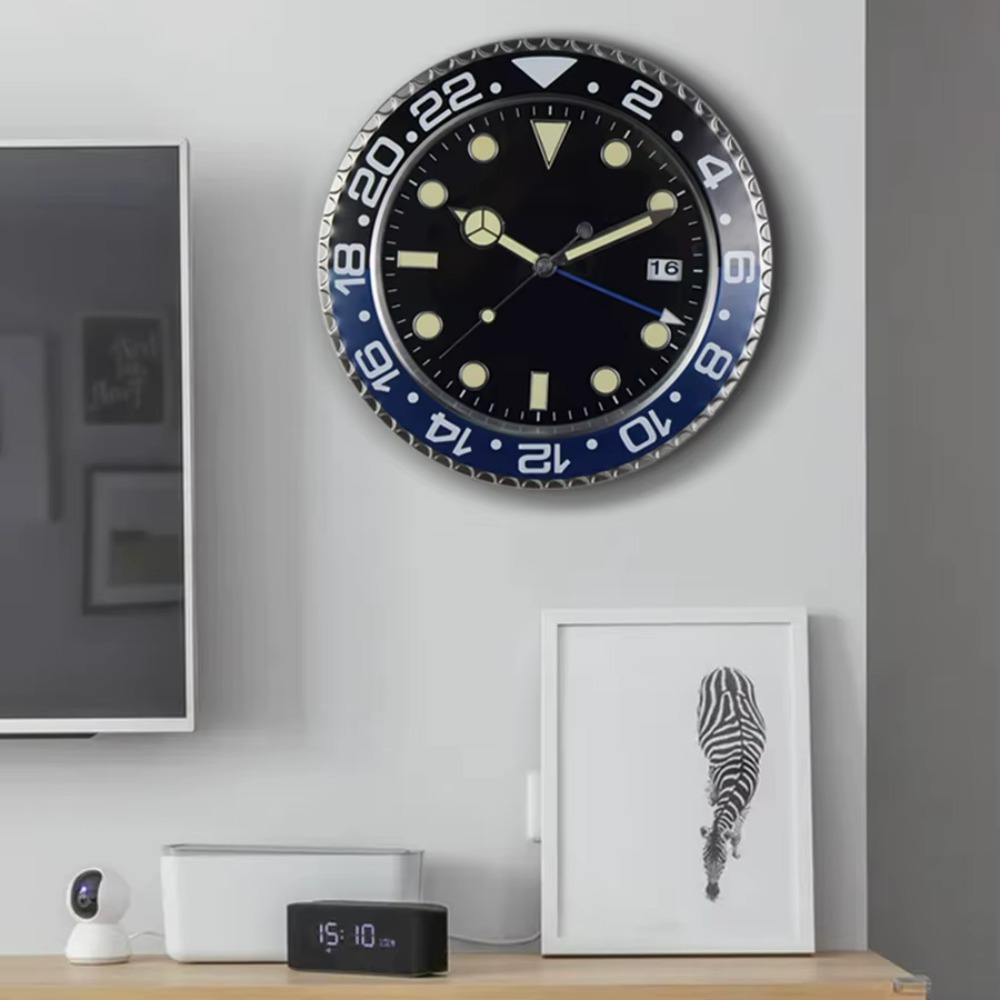 Luxury Watch House - นาฬิกาแขวนผนังดีไซน์หรูหรา ขนาด 34 ซม. นาฬิกาแขวนผนังโลหะทันสมัย ศิลปะตกแต่งบ้าน