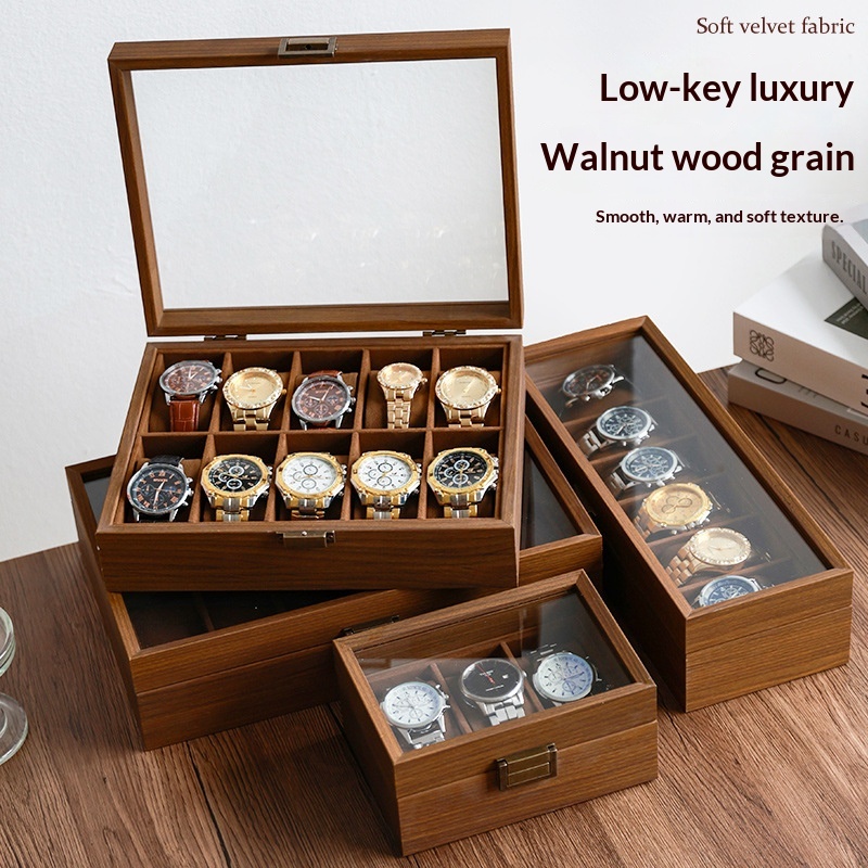 Luxury Watch House - กล่องเก็บนาฬิกาลายไม้แบล็ควอลนัท กล่องใส่นาฬิกา กล่องนาฬิกาไม้สุดหรู กล่องเก็บนาฬิกาสำหรับใช้ในบ้าน