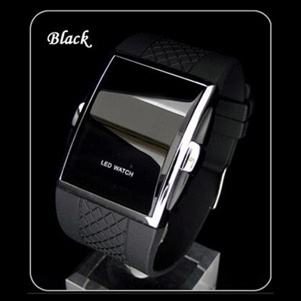 Luxury Watch White - ผู้ชายกีฬานาฬิกาดิจิตอลสีดําสีขาวสี่เหลี่ยมผืนผ้า Man LED ฟิตเนสนาฬิกาซิลิโคน Mens นาฬิกาอิเล็กทรอนิกส์