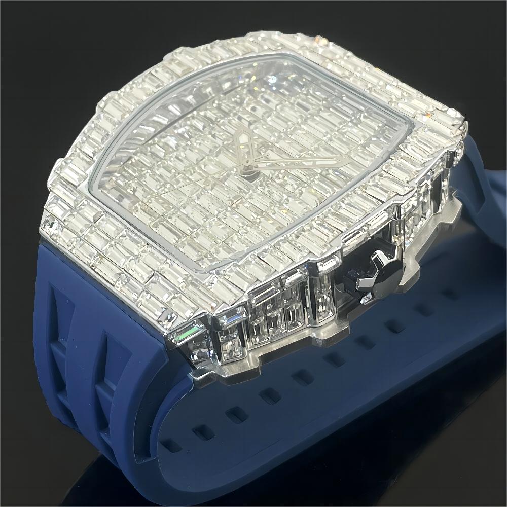 Luxury Watch Iceberg - นาฬิกาข้อมือสุดหรูสำหรับผู้ชายแบรนด์ pladen hip hop เพชรทรงสี่เหลี่ยม QUARTZ