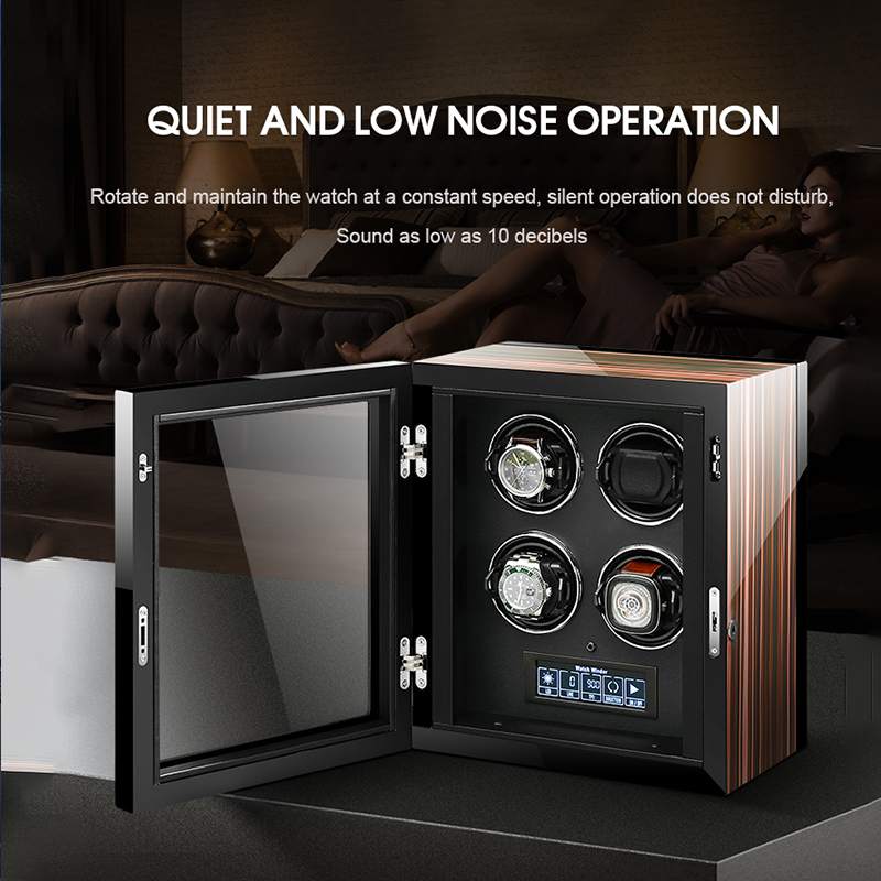 Luxury Watch Winder Box - กล่องเก็บนาฬิกาอัตโนมัติสุดหรู พร้อมมอเตอร์มาบูชิ หน้าจอสัมผัส LCD และรีโมทคอนโทรล