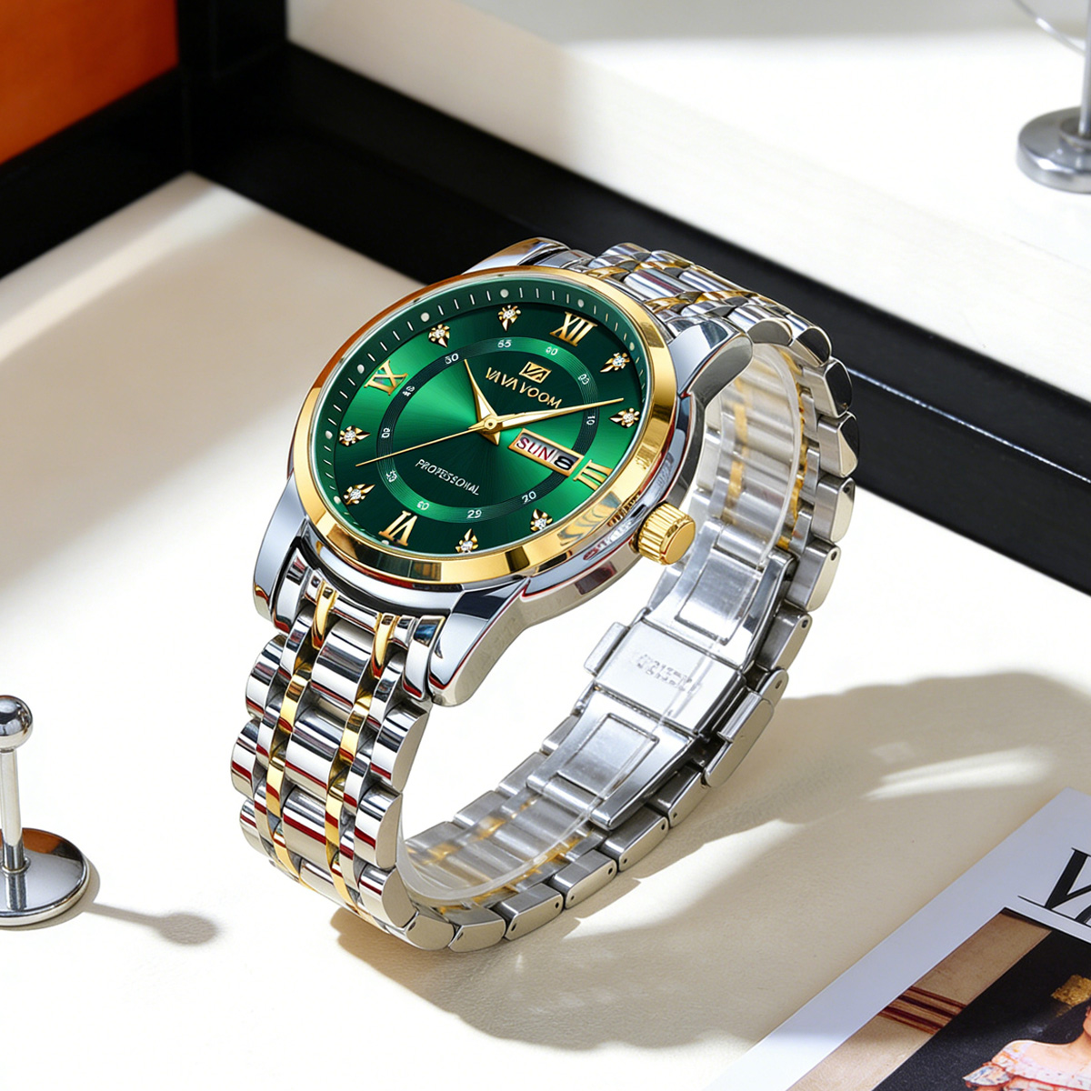 นาฬิกาข้อมือสแตนเลสสตีลประดับเ - Luxury Watch Green Dial บทวิจารณ์และราคา