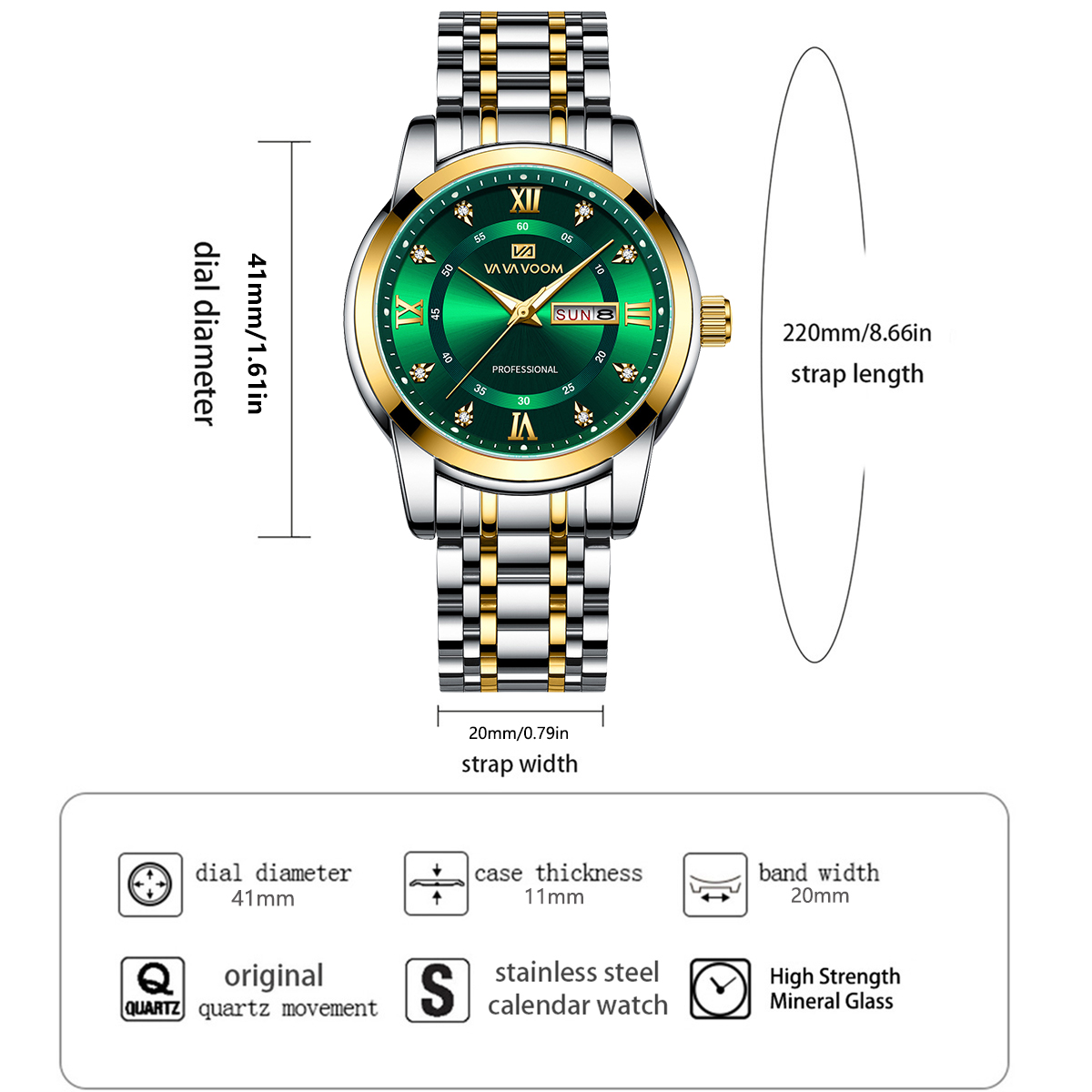 นาฬิกาข้อมือสแตนเลสสตีลประดับเ - Luxury Watch Green Dial บทวิจารณ์และราคา