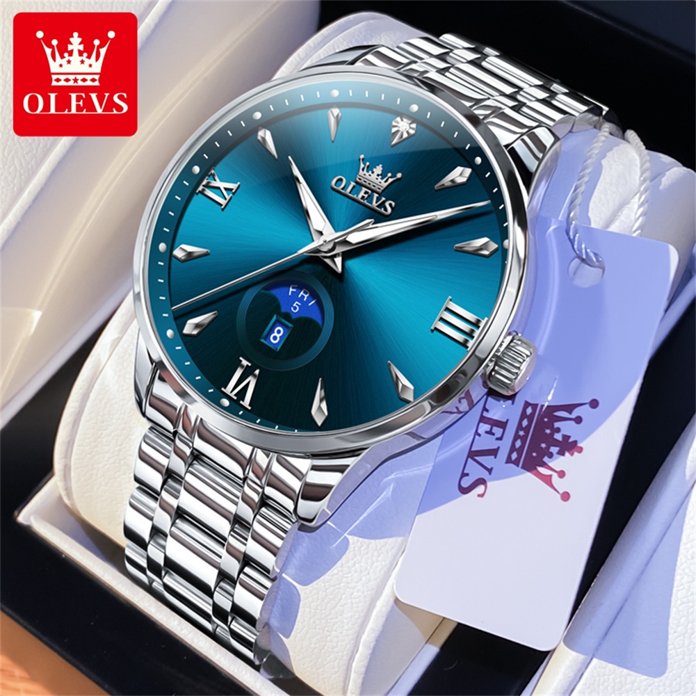 OLEVS มูนเฟสนาฬิกาผู้ชายปฏิทิน - Luxury Watch Brands บทวิจารณ์และราคา