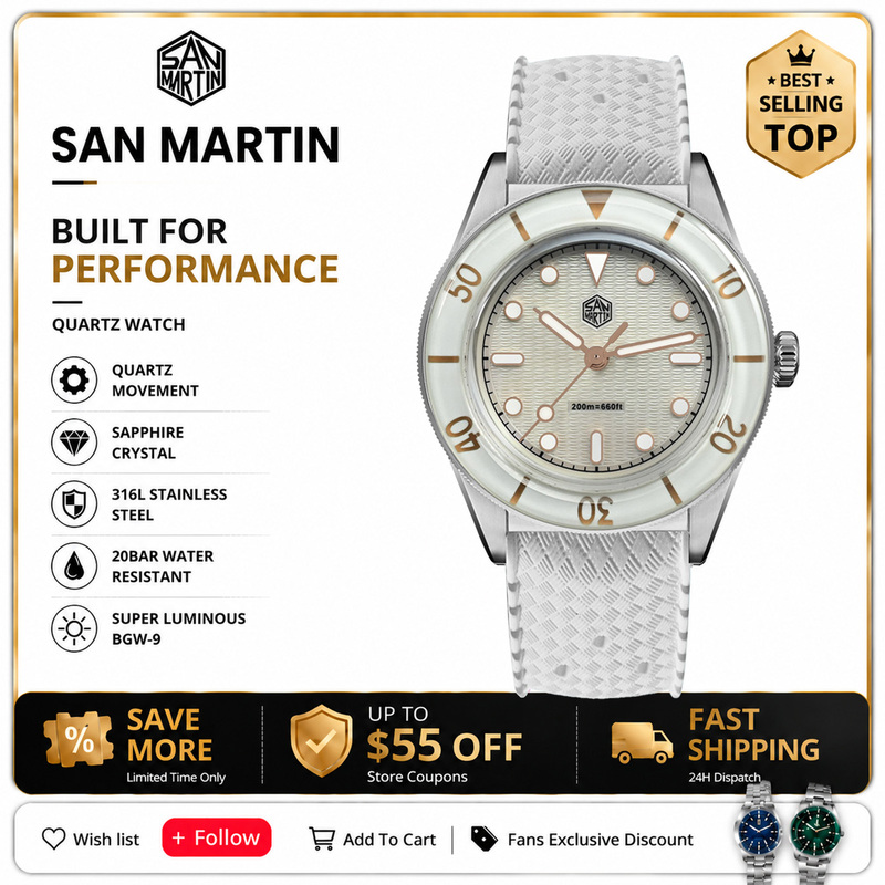 นาฬิกาข้อมือผู้หญิง San Martin - Guilloché Dial Watch บทวิจารณ์และราคา