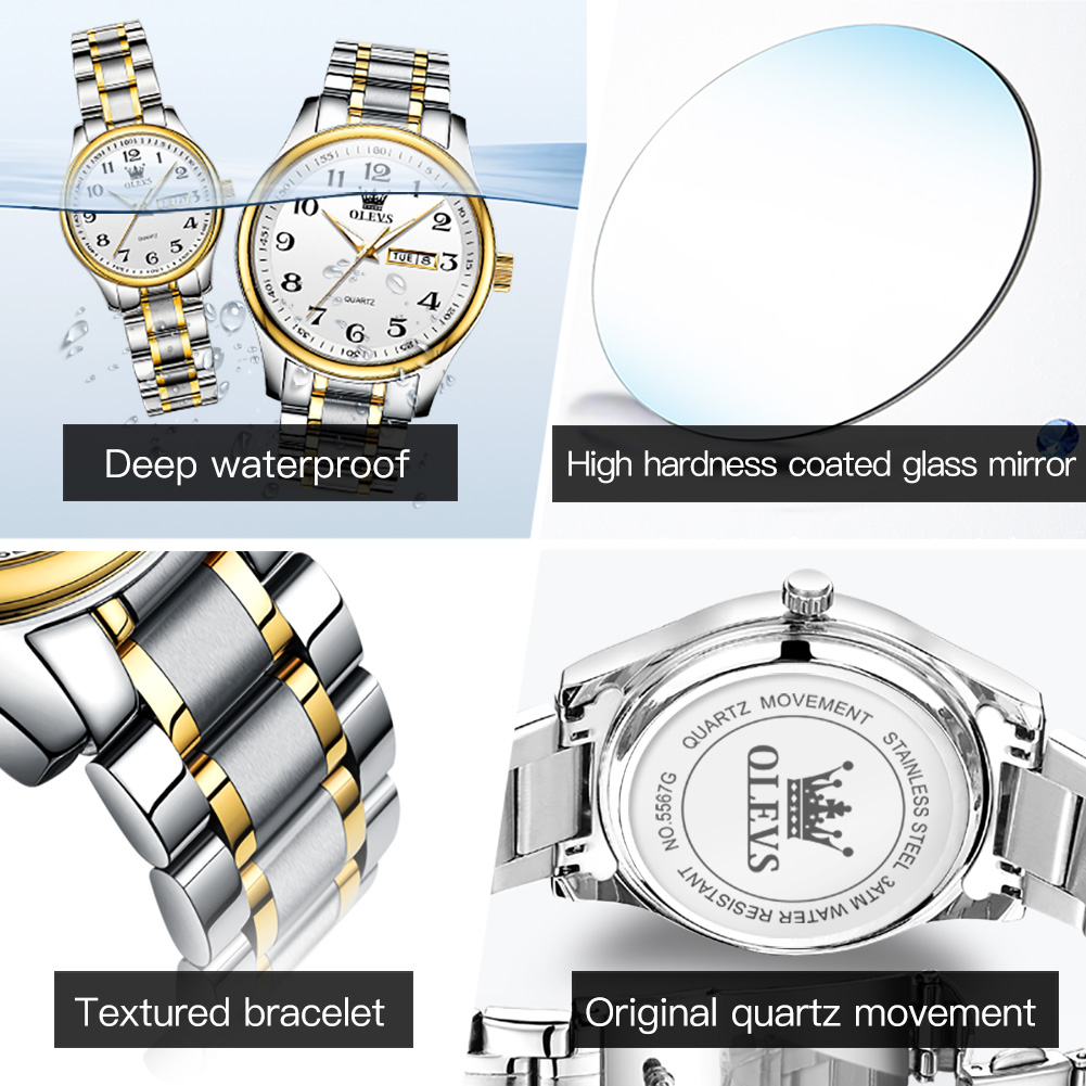 OLEVS ใหม่แฟชั่นคู่นาฬิกาสําหร - Best Luxury Quartz Watch บทวิจารณ์และราคา