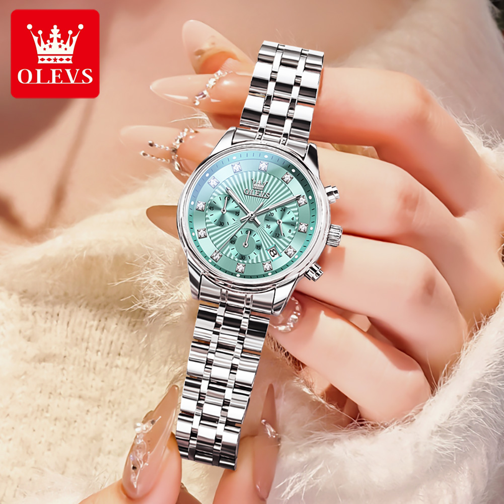 OLEVS นาฬิกาสตรีแฟชั่นสุภาพสตร - Luxury Watch Green Dial บทวิจารณ์และราคา