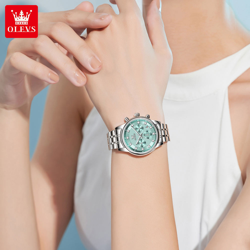 OLEVS นาฬิกาสตรีแฟชั่นสุภาพสตร - Luxury Watch Green Dial บทวิจารณ์และราคา
