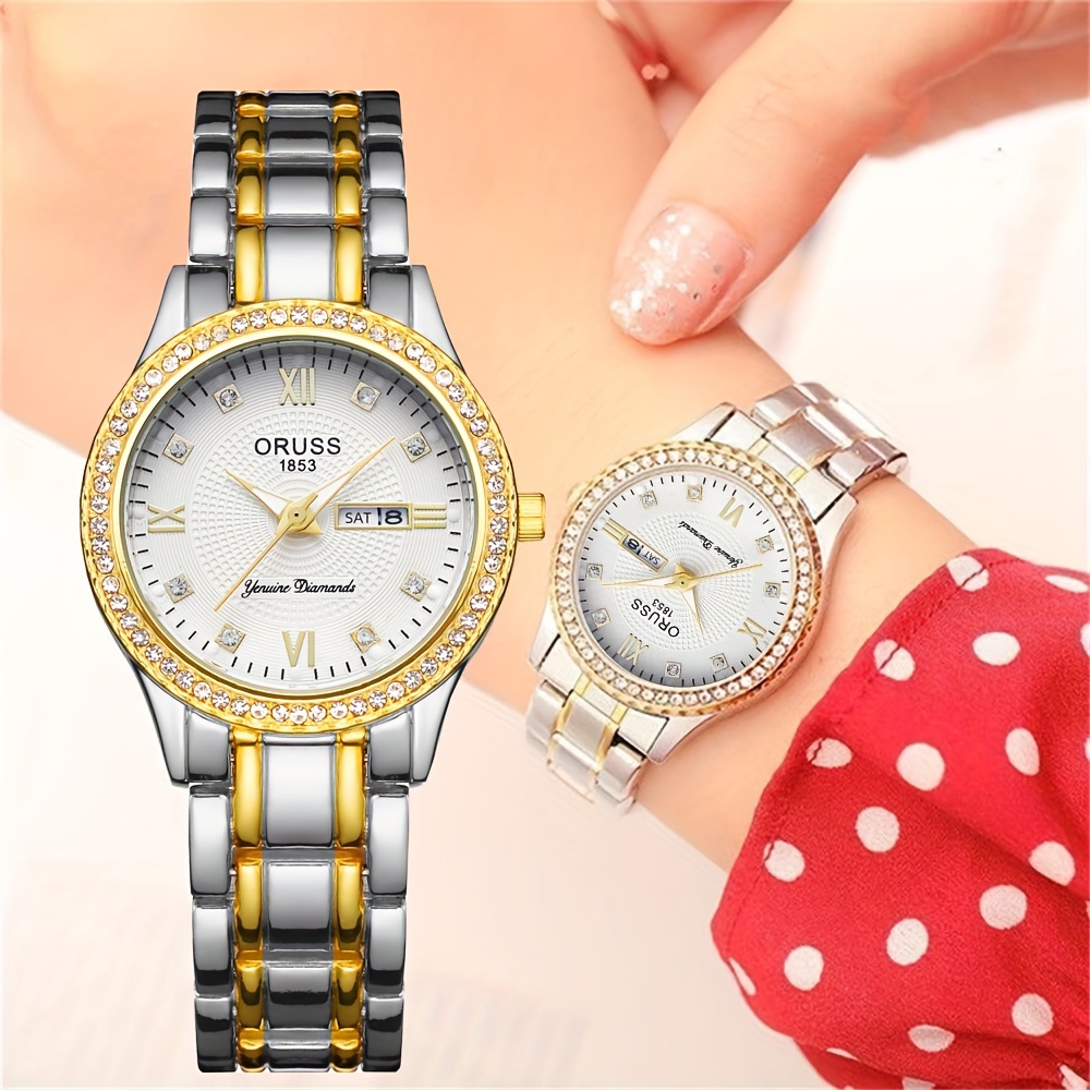 ห้องนาฬิกาผู้หญิงสีทองพร้อมปฏิ - Luxury Watch White บทวิจารณ์และราคา